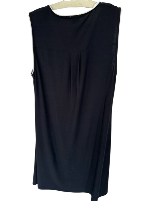 Anne Klein Size 8 Black Polyester Contrast Trim Pockets 1/4 Zip Dress Black / 8