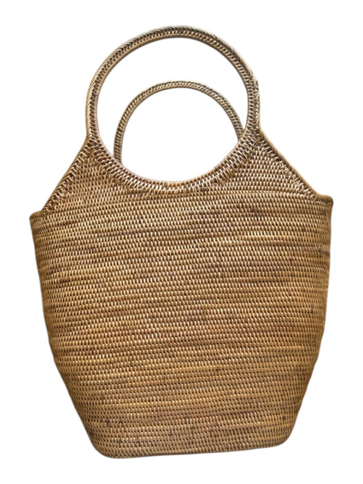 Tan Wicker Top Handles Tote Purse Tan / Small