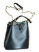 Black & Gold Leather Drawstring Top Handle Bucket Chain Crossbody Strap Purse Black & Gold / Medium