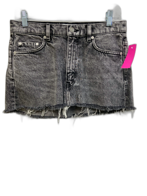 & Other Stories Size 6 Charcoal Cotton Blend Denim Frayed Hem Cut Off Shorts Charcoal / 6