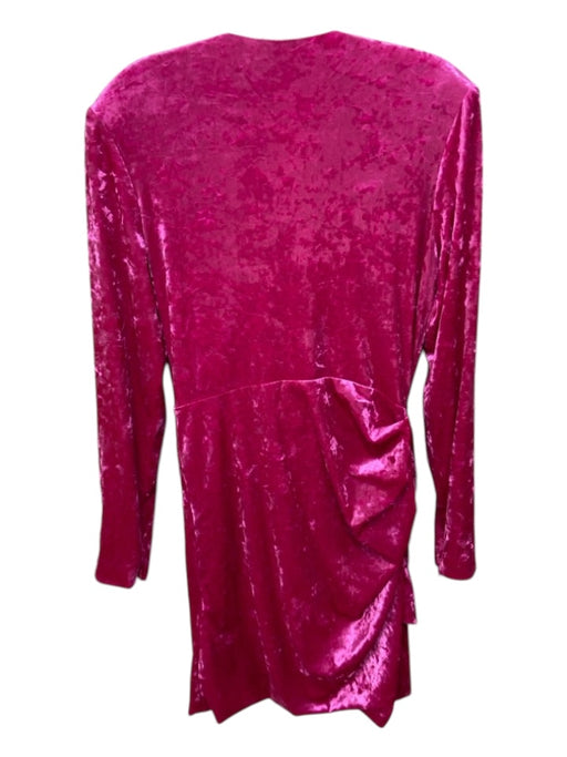 Ronny Kobo Size XL Pink Polyester Crushed Velvet Shoulder Pads Long Sleeve Dress Pink / XL