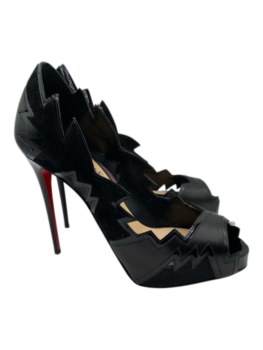 Christian Louboutin Shoe Size 36 Black Leather Patent Leather Mesh Pumps Black / 36