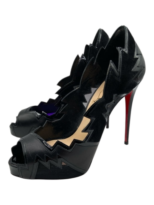 Christian Louboutin Shoe Size 36 Black Leather Patent Leather Mesh Pumps Black / 36