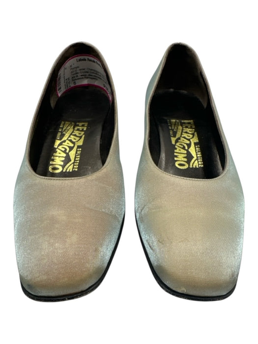 Salvatore Ferragamo Shoe Size 6 Champagne & Gray Green Textile Shimmer Pumps Champagne & Gray / 6