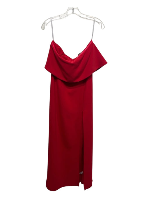 Lovers + Friends Size S Red Polyester Fold Over Back Zip High Slit Gown Red / S