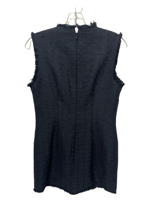Staud Size 8 Black Polyester Boucle Sleeveless Fray Detail Back Zip Dress Black / 8