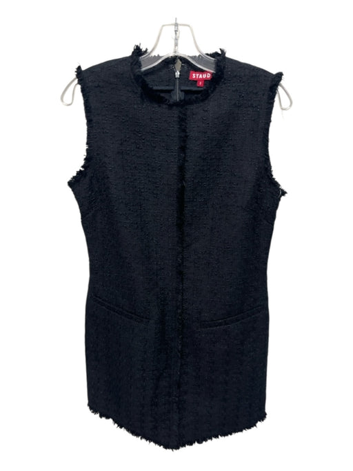 Staud Size 8 Black Polyester Boucle Sleeveless Fray Detail Back Zip Dress Black / 8