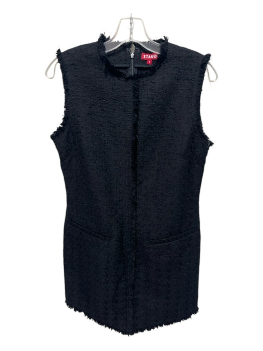 Staud Size 8 Black Polyester Boucle Sleeveless Fray Detail Back Zip Dress Black / 8