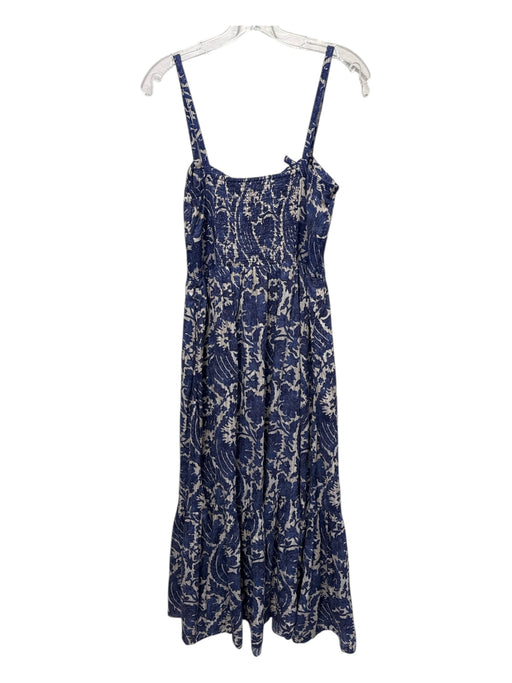 Ulla Johnson Size 6 Blue & White Cotton Blend Spaghetti Strap Floral Maxi Dress Blue & White / 6