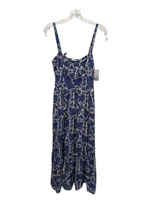 Ulla Johnson Size 6 Blue & White Cotton Blend Spaghetti Strap Floral Maxi Dress Blue & White / 6