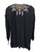 Johnny Was Size XXS Black & Multi Rayon Long Sleeve Floral Embroidery V Neck Top Black & Multi / XXS