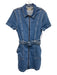 Alice + Olivia Jeans Size 8 Medium Wash Cotton Blend Zip Short Sleeve Dress Medium Wash / 8