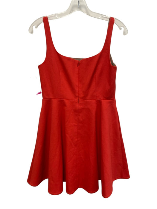 Theory Size 6 Tomato Red Cotton Blend Pique Square Neck Mini Skater Dress Tomato Red / 6