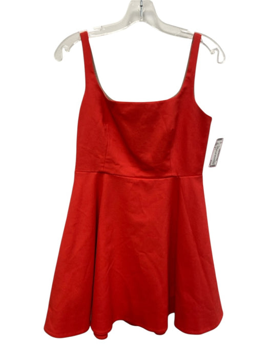 Theory Size 6 Tomato Red Cotton Blend Pique Square Neck Mini Skater Dress Tomato Red / 6