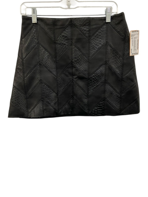 Alice + Olivia Classics Size 6 Black Lamb leather Snakeskin Embossed Mini Skirt Black / 6