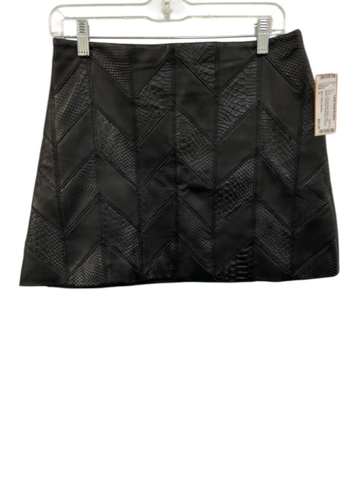 Alice + Olivia Classics Size 6 Black Lamb leather Snakeskin Embossed Mini Skirt Black / 6