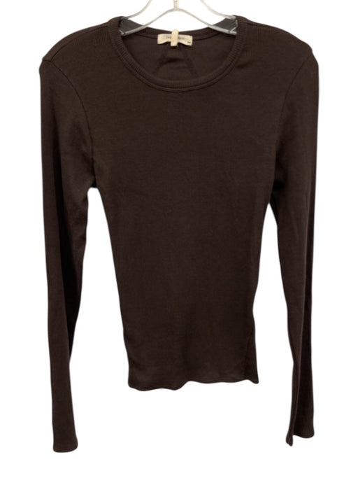 Rag & Bone Size M Dark Brown Pima Cotton Blend Ribbed Long Sleeve Top Dark Brown / M