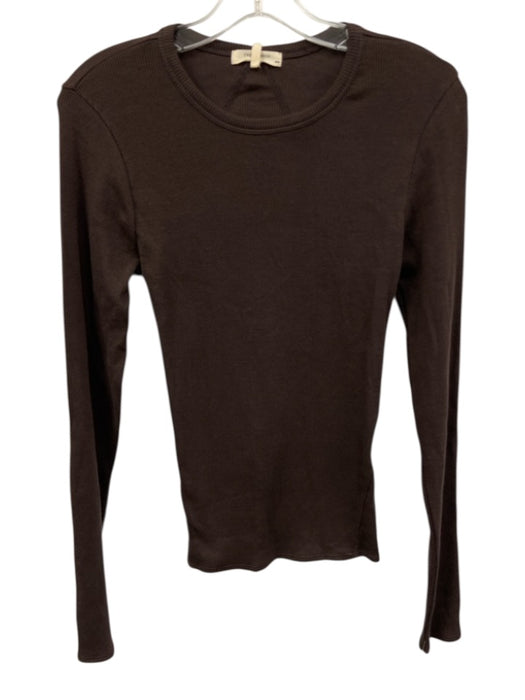 Rag & Bone Size M Dark Brown Pima Cotton Blend Ribbed Long Sleeve Top Dark Brown / M