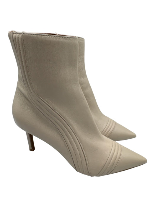 Aquatalia Shoe Size 7.5 Cream White Leather Upper Seam Detail Side Zip Boots Cream White / 7.5