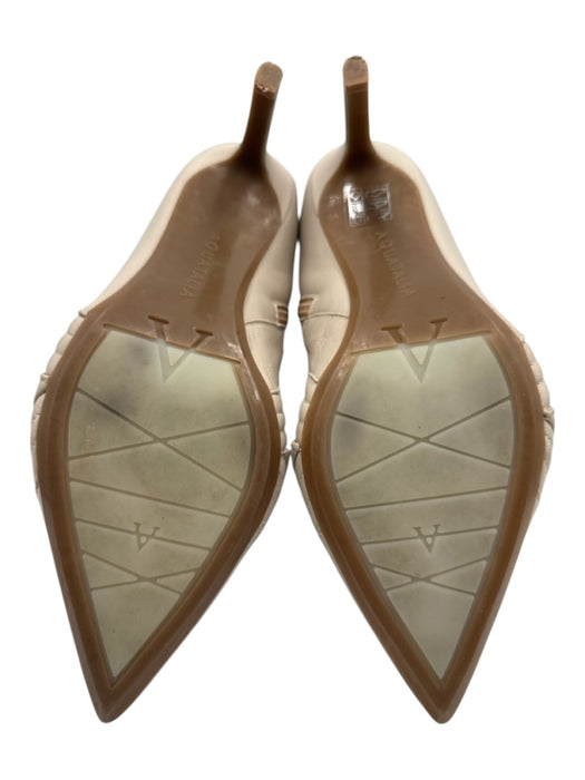 Aquatalia Shoe Size 7.5 Cream White Leather Upper Seam Detail Side Zip Boots Cream White / 7.5