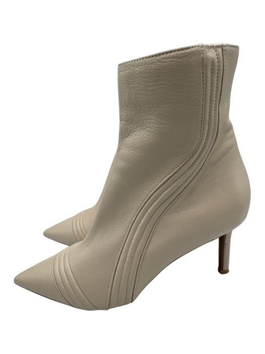 Aquatalia Shoe Size 7.5 Cream White Leather Upper Seam Detail Side Zip Boots Cream White / 7.5