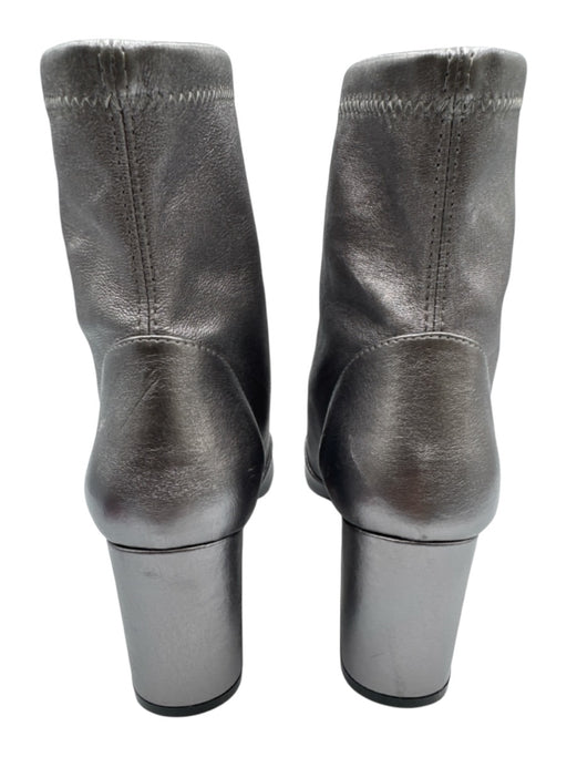 Stuart Weitzman Shoe Size 7.5 Silver Tone Leather Upper Pointed Toe Ankle Boots Silver Tone / 7.5