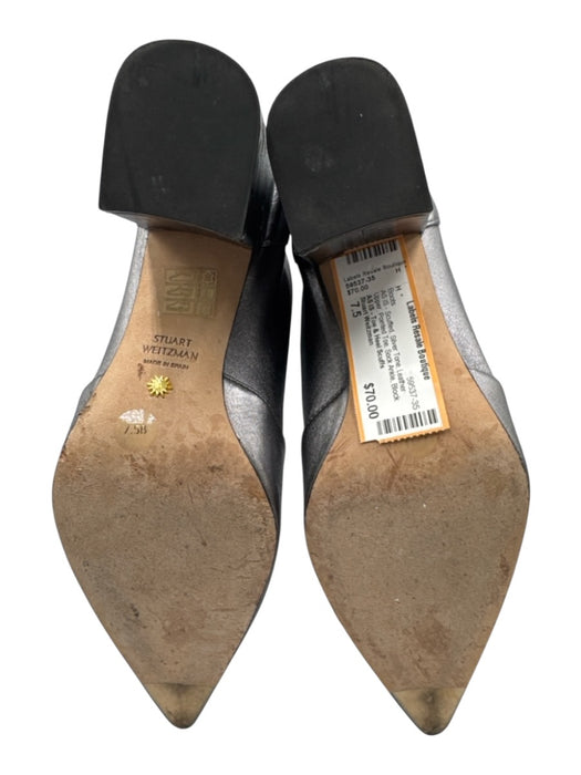 Stuart Weitzman Shoe Size 7.5 Silver Tone Leather Upper Pointed Toe Ankle Boots Silver Tone / 7.5