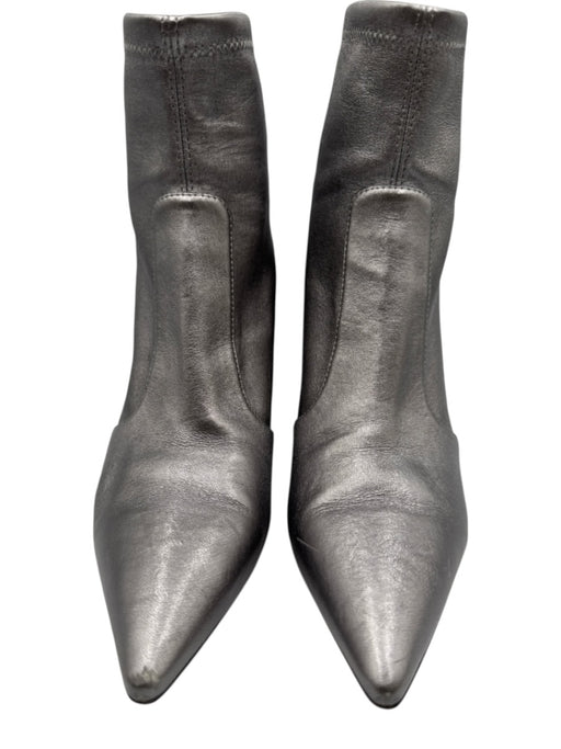 Stuart Weitzman Shoe Size 7.5 Silver Tone Leather Upper Pointed Toe Ankle Boots Silver Tone / 7.5