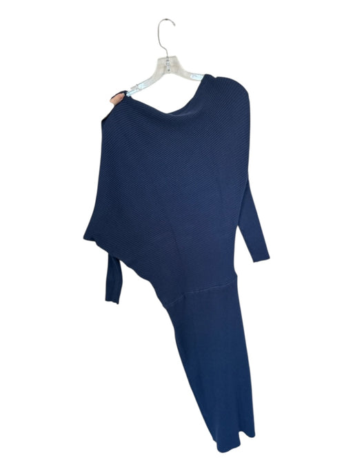 Deluc Size XS Navy Long Sleeve Ribbed Elastic Waist Midi Dress Navy / XS