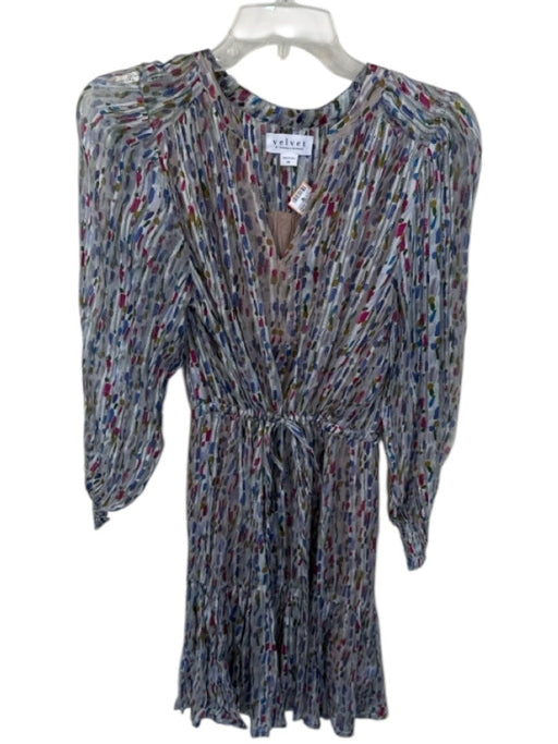 Velvet Size XS Gray & Purple Cotton Blend Long Balloon Sleeve Metallic Dress Gray & Purple / XS