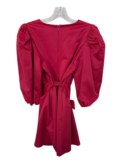 La Roque Size S Red Polyester Long Balloon Sleeve Cross Over Belted Dress Red / S