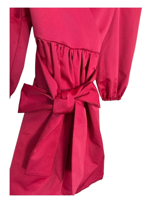 La Roque Size S Red Polyester Long Balloon Sleeve Cross Over Belted Dress Red / S