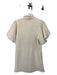 THML Size XS Cream Polyester Blend jaquard Short Balloon Sleeve Buttons Dress Cream / XS