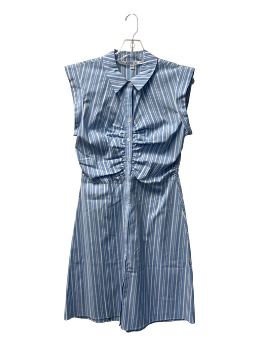 Veronica Beard Size 4 Blue & White Cotton Collared Button Down Cap Sleeve Dress Blue & White / 4