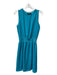 Theory Size S Teal Silk Round Neck Sleeveless Elastic Waist Ribbed Detail Dress Teal / S