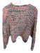 Free People Size S Pink & Green Cotton Blend Mock Neck Chunky Knit Sweater Pink & Green / S