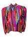 Crosby Size XS Multi Polyester Long Sleeve Abstract Ruffle collar V Neck Top Multi / XS
