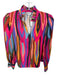 Crosby Size XS Multi Polyester Long Sleeve Abstract Ruffle collar V Neck Top Multi / XS
