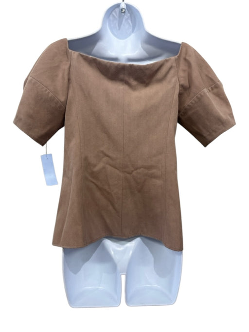 Chloe Size Est 6 Taupe Beige Missing Fabric Tag Structured Short Puff Sleeve Top Taupe Beige / Est 6