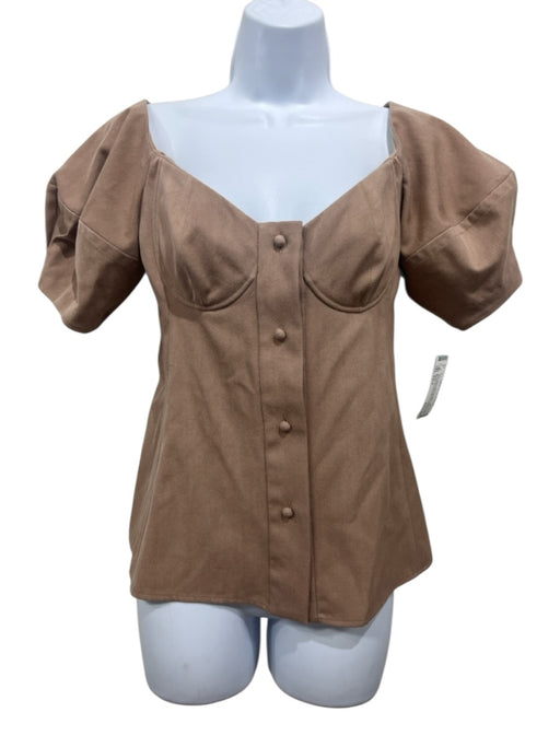 Chloe Size Est 6 Taupe Beige Missing Fabric Tag Structured Short Puff Sleeve Top Taupe Beige / Est 6