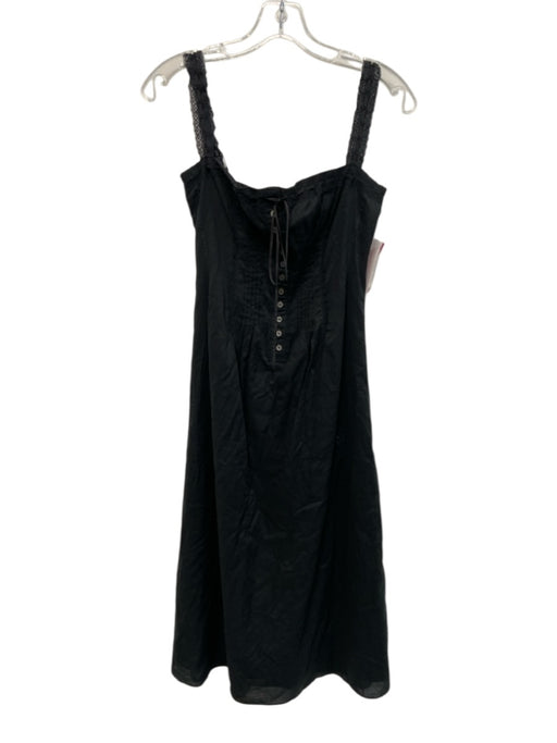 Staud Size 0 Black Cotton Lace Accents Ribbon Detail Tie Bow Dress Black / 0