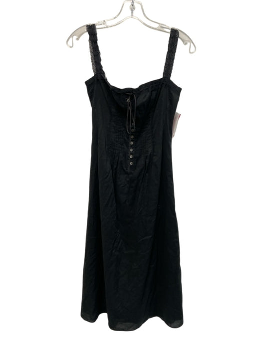 Staud Size 0 Black Cotton Lace Accents Ribbon Detail Tie Bow Dress Black / 0