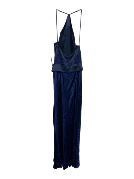 Reformation Size 0 Dark Blue Silk Halter Neck V Detail Back Zip Dress Dark Blue / 0