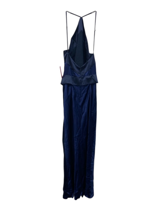 Reformation Size 0 Dark Blue Silk Halter Neck V Detail Back Zip Dress Dark Blue / 0