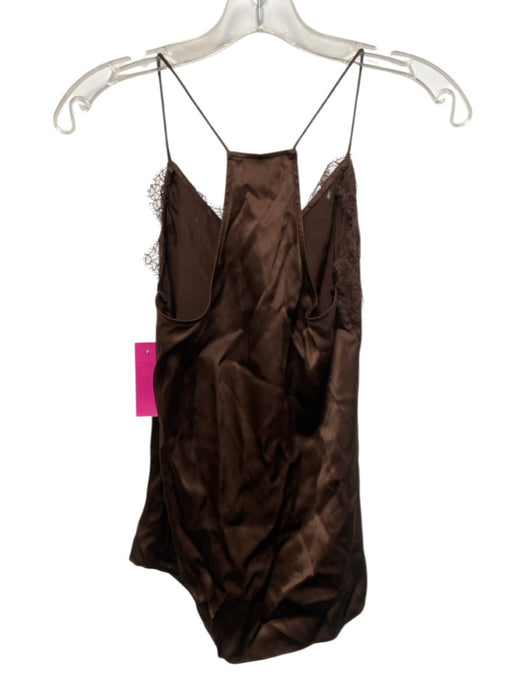 Cami NYC Size XXS Brown Silk Lace Detail Spaghetti Strap V Neck Slip Top Brown / XXS