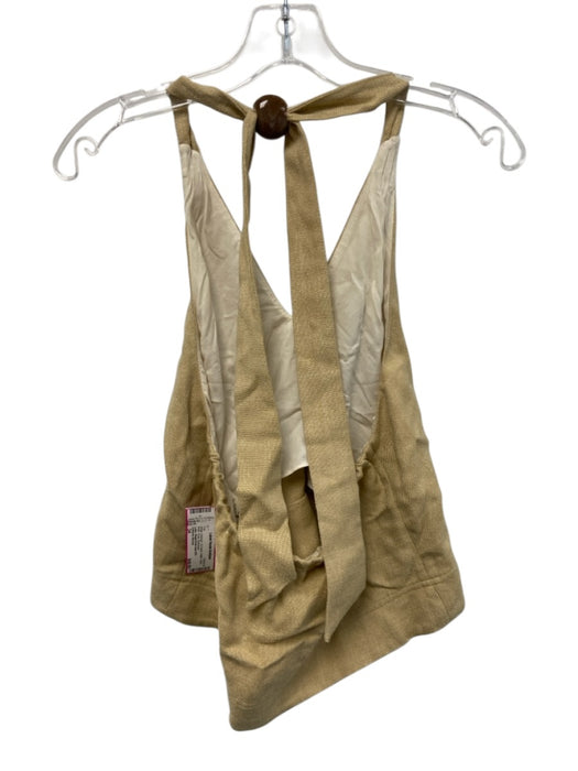 Editions Sezane Size 34 Beige Viscose Tie Neck Halter Open Back Crop Top Beige / 34