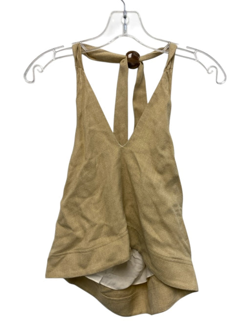 Editions Sezane Size 34 Beige Viscose Tie Neck Halter Open Back Crop Top Beige / 34