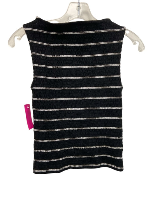 J. Crew Size XXS Black & White Cotton Blend Sleeveless Striped Shirred Top Black & White / XXS