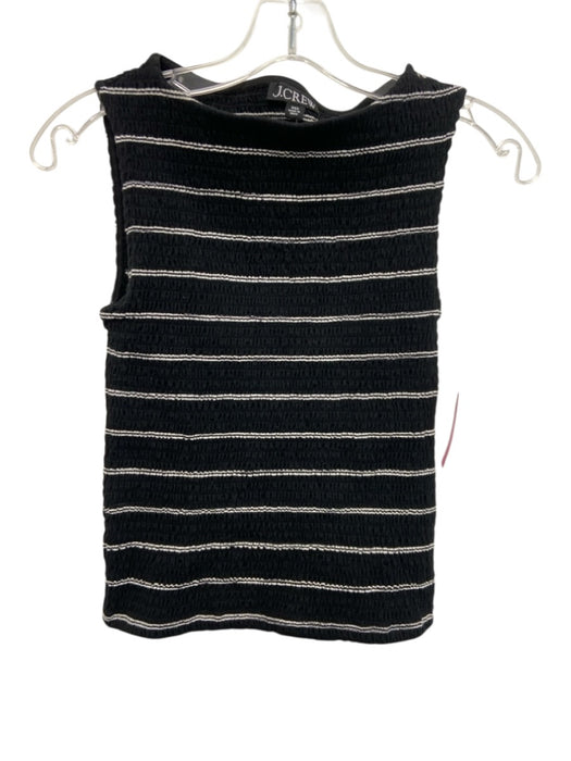 J. Crew Size XXS Black & White Cotton Blend Sleeveless Striped Shirred Top Black & White / XXS