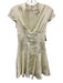 Zara Size XS Cream White Polyester Cap Sleeve Floral Jacquard Boning Dress Cream White / XS